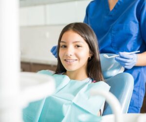 A young girl having her dental check-up